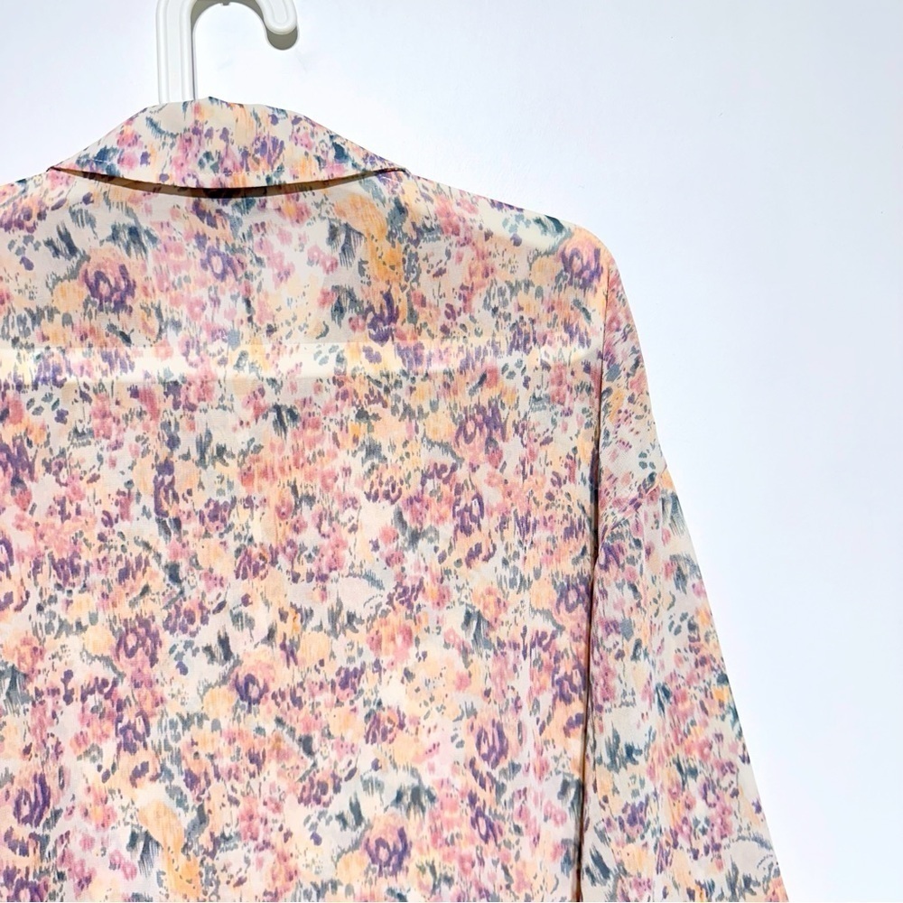 VICI X Summer Of Diane Sheer Watercolor Print Button Front Long Sleeves Shirt XS - Picture 7 of 10
